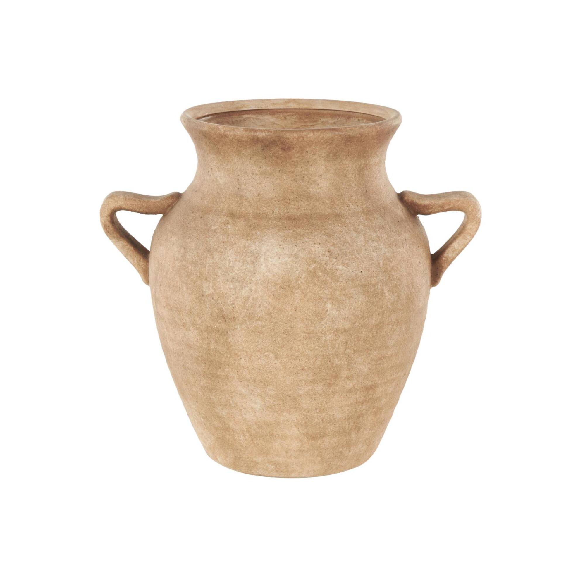 12.25" Copper Ceramic Antique Style Textured Vase with Handles